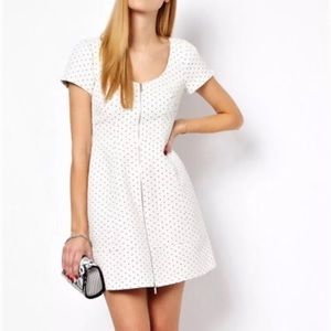 Karen Millen white polka dot jacquard mini dress
